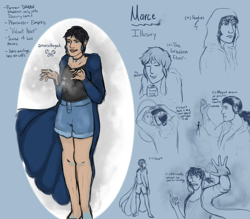 Redacted Sona Sketch Page [Digital Sketch Light Render (Full body) + 6 Digital Sketches (Torso)